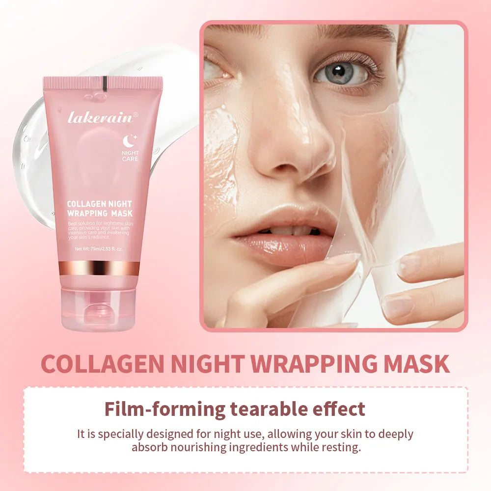 4pcs/set Collagen Jelly Cream Peel-Off Mask Salmon Collagen essence Collagen Overnight Facial Mask Wrapping Firming Moisturizing