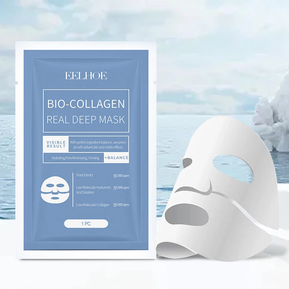 Bio-Collagen Real Deep Mask Soluble Collagen Sheet Mask with Hydrolyzed Collagen Collagen Reverse Film Volume Peel Off Mask