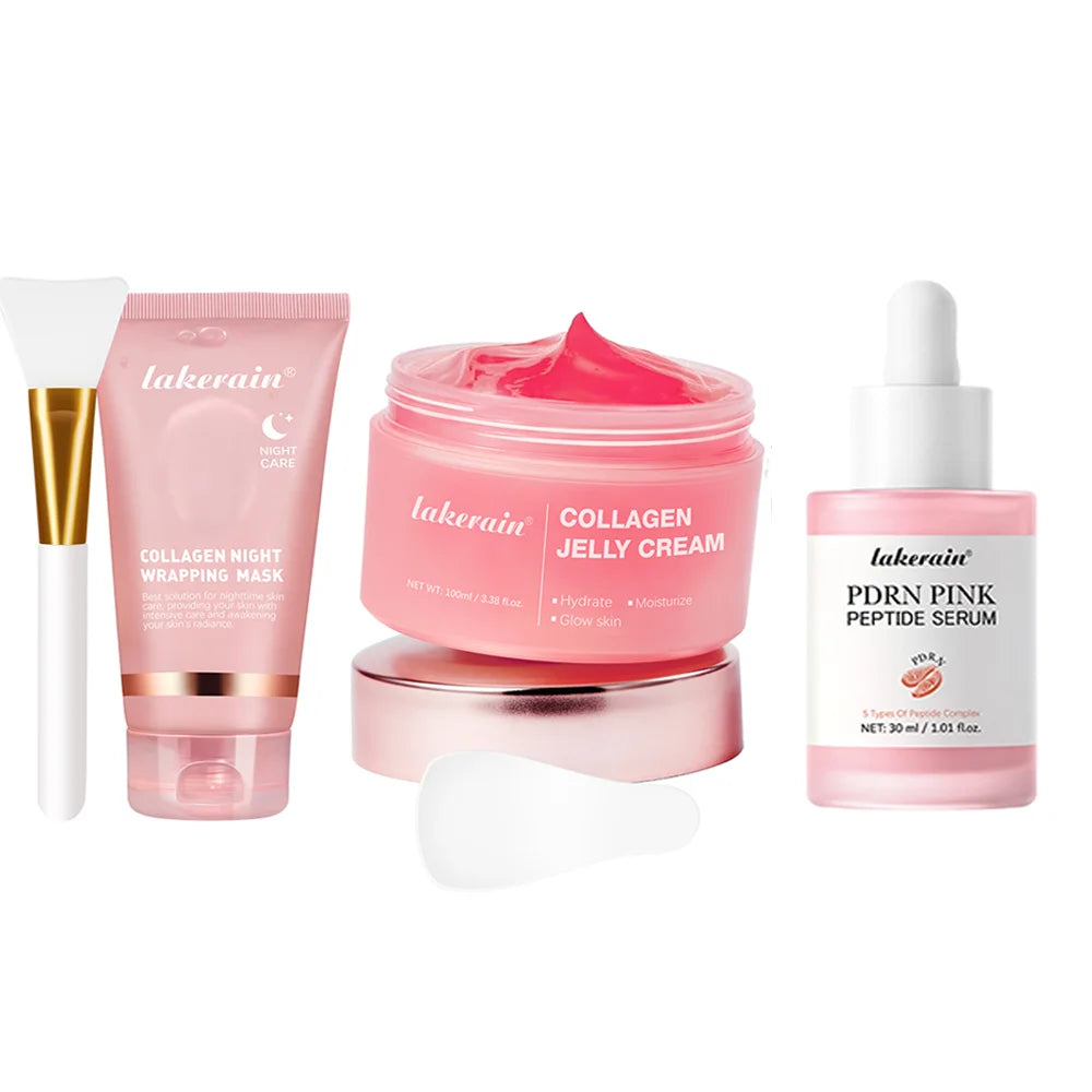 4pcs/set Collagen Jelly Cream Peel-Off Mask Salmon Collagen essence Collagen Overnight Facial Mask Wrapping Firming Moisturizing