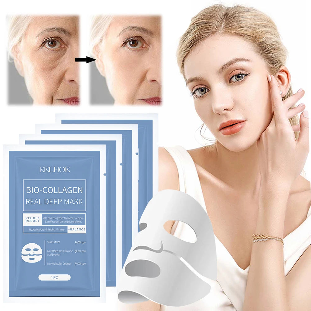 Bio-Collagen Real Deep Mask Soluble Collagen Sheet Mask with Hydrolyzed Collagen Collagen Reverse Film Volume Peel Off Mask